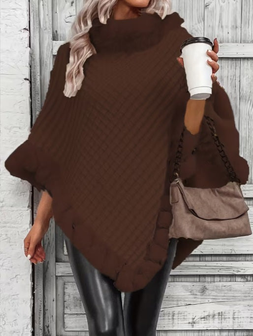 Soft Winter Cape with Plush Fur Trim - All-Season Outerwear