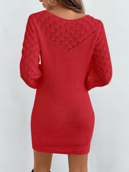 Women’s Elegant A-Line Sweater Dress – Long Sleeve Cozy Winter Outfit
